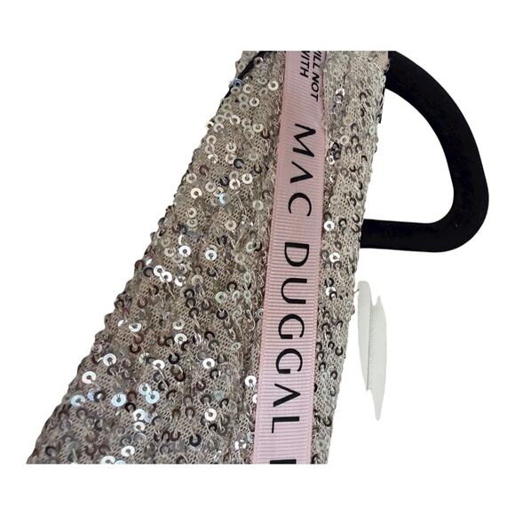 Mac Duggal 26598 Evening Gown V-Neck Faux Wrap Nude Silver Sequin Size 10 NWT - Picture 11 of 16